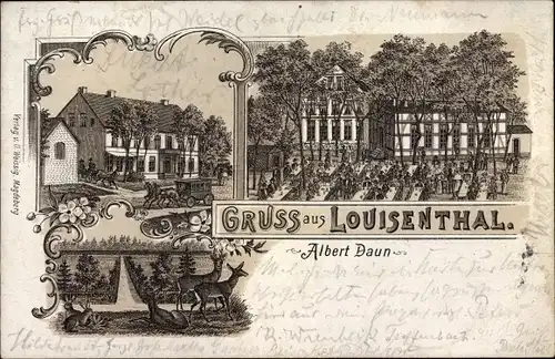 Litho Magdeburg an der Elbe, Gasthaus Louisenthal