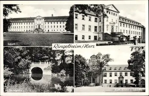 Ak Ringelheim Salzgitter in Niedersachsen, Schloss, Schlosspark, Kath. Kirche