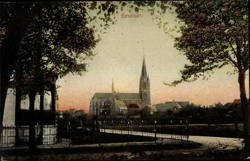 Ak Kevelaer am Niederrhein, Panorama, Kirche