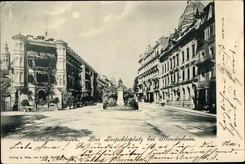 Ak Baden Baden im Stadtkreis, Der Leopoldsplatz bei Mondschein