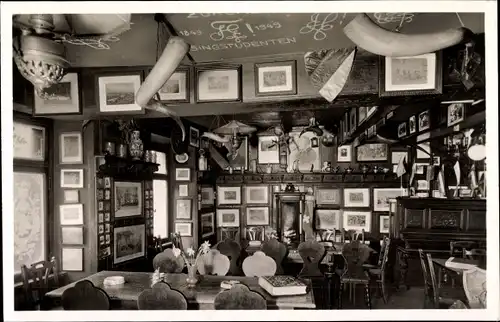 Ak Heidelberg am Neckar, Gasthaus zum roten Ochsen, Innenansicht