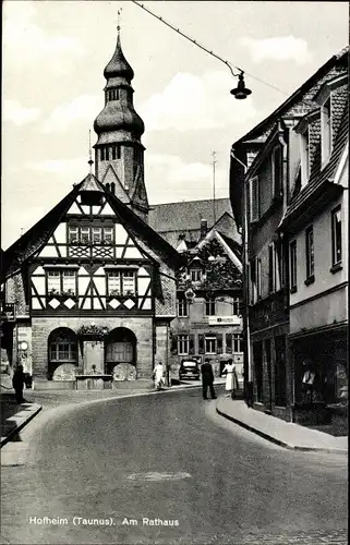 Ak Hofheim am Taunus Hessen, Straßenpartie, Rathaus