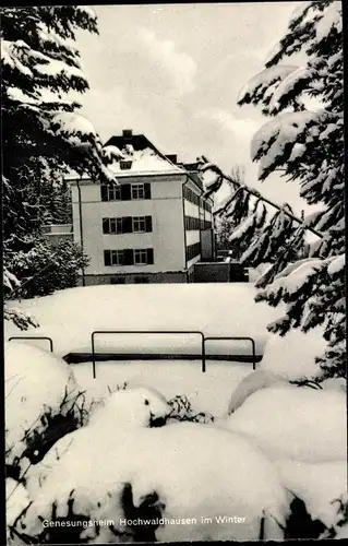 Ak Ilbeshausen Hochwaldhausen Grebenhain Hessen, Genesungsheim im Winter