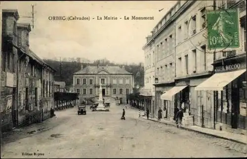 Ak Orbec Calvados, La Mairie, le Monument