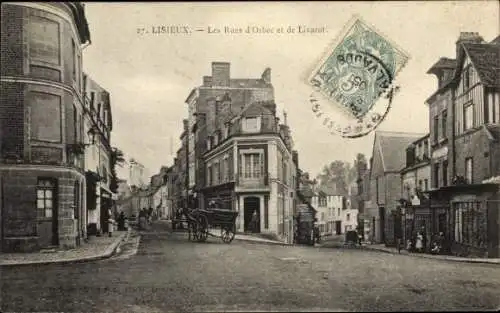 Ak Lisieux Calvados, Les Rues d'Orbec et de Livarot