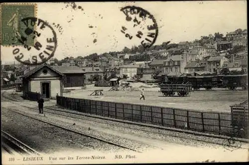 Ak Lisieux Calvados, Vue sur les Terres Noires, Bahnhof, Gleisseite