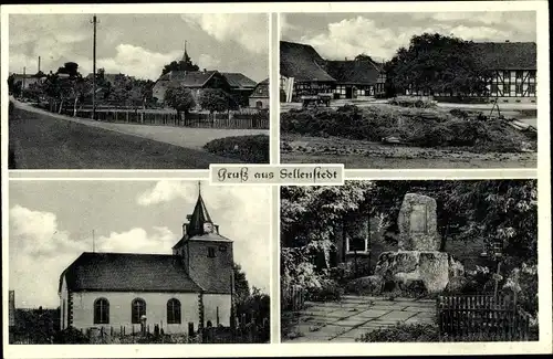 Ak Sellenstedt Sibbesse in Niedersachsen, Ortspartie, Kirche, Straßenpartie