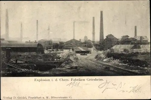 Ak Griesheim Frankfurt am Main, Explosion in den Chemischen Fabriken 1901