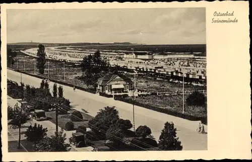 Ak Świnoujście Swinemünde Pommern, Blick auf den Ort, Promenade