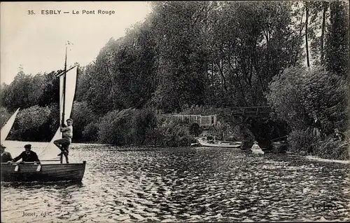 Ak Esbly Seine et Marne, Le Pont Rouge
