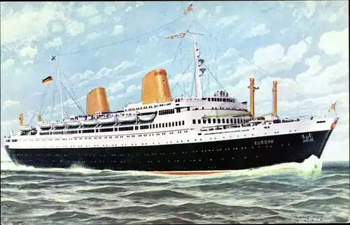 Künstler Ak Dampfschiff MS Europa, Norddeutscher Lloyd Bremen