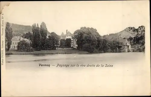Ak Vernon Eure, Paysage sur la rive droite de la Seine
