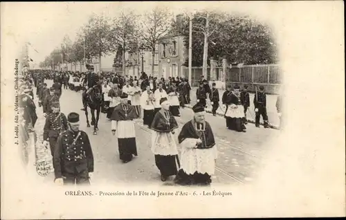 Ak Orléans Loiret, La Procession de la Fete de Jeanne d'Arc, les Eveques