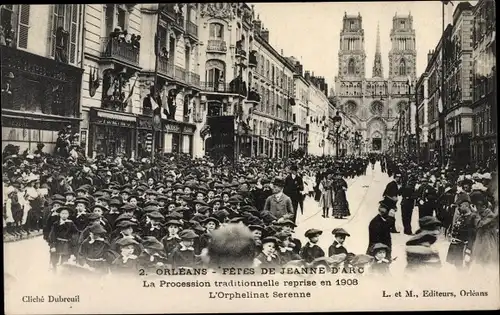 Ak Orléans Loiret, Fetes de Jeanne d'Arc, Orphelinat Serenne