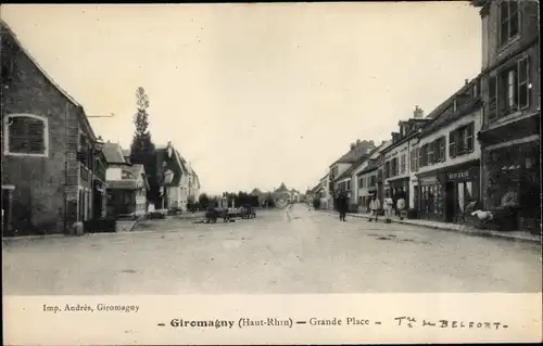 Ak Giromagny Schermenei Territoire de Belfort, Grande Place