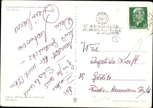 Ak Eisenbahnfährschiff MS Sassnitz der Deutschen Reichsbahn