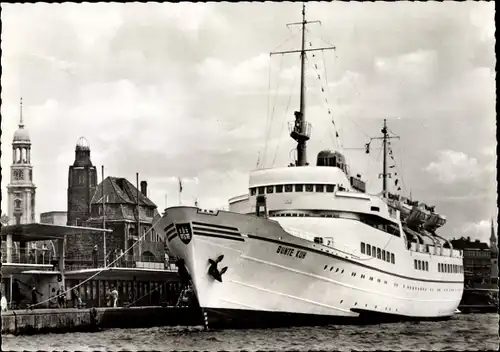 Ak Hamburg, Seebäderschiff Bunte Kuh und St. Michaeliskirche, HADAG