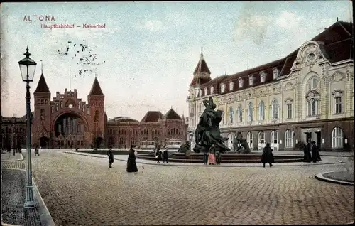 Ak Hamburg Altona, Hauptbahnhof, Straßenansicht, Kaiserhof