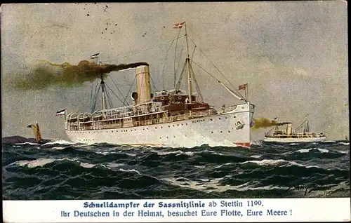 Künstler Ak Stöwer, Willy, Dampfer Hertha, Salonschnelldampfer, Reederei Braeunlich