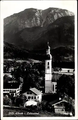 Ak Elbach im Leitzachtal Fischbachau Oberbayern, Kirche, Panorama vom Ort