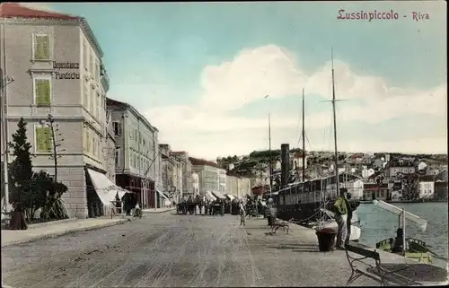 Ak Mali Lošinj Lussinpiccolo Kroatien, Riva, Hafen, Passagierdampfer, Kuk Marine