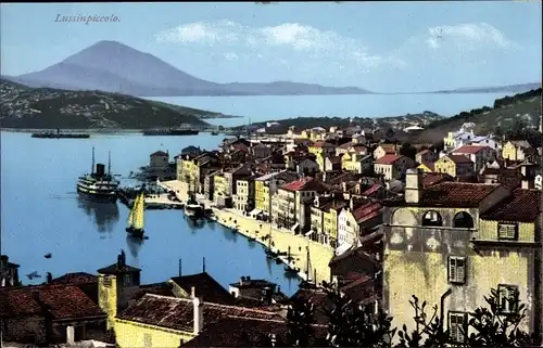 Ak Mali Lošinj Lussinpiccolo Kroatien, Panorama, Hafen, Kuk Panzerschiffe