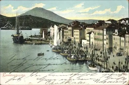 Ak Mali Lošinj Lussinpiccolo Kroatien, Panorama, Hafen, Kuk Panzerkreuzer