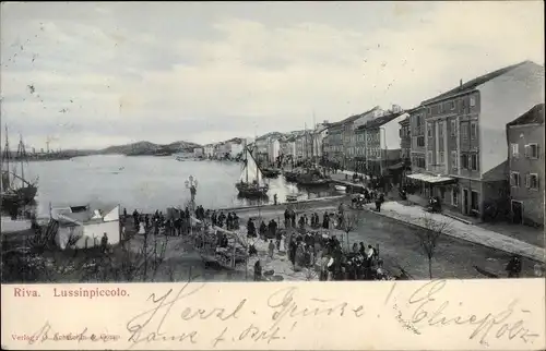 Ak Mali Lošinj Lussinpiccolo Kroatien, Riva, Hafen, Kuk Panzerschiffe