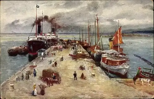 Künstler Ak Triest Trieste Friuli Venezia Giulia, Molo S. Carlo, Kuk Handelsmarine, BKWI 287 18