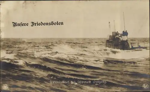 Ak Kuk Kriegsmarine, U-Boot SM U3, U4, schwerer Seegang in der Adria