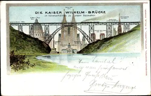 Ak Solingen in Nordrhein Westfalen, Kaiser Wilhelm Brücke im Vergleich