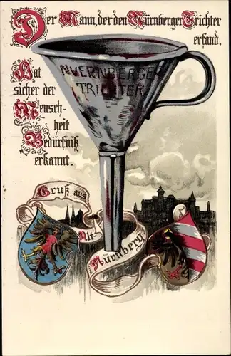 Künstler Wappen Ak Drescher, A., Nürnberg in Mittelfranken, Der Nürnberger Trichter