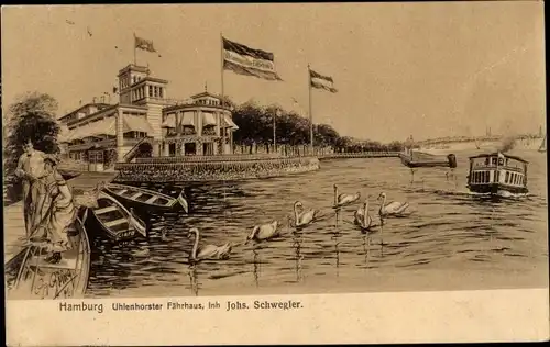 Ak Hamburg Nord Uhlenhorst, Alster, Fährhaus