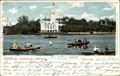 Ak Hamburg Nord Uhlenhorst, Fährhaus, Ruderboote