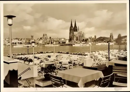 Ak Deutz Köln am Rhein, Panorama, Terrasse