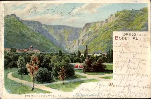 Künstler Litho Thale im Harz, Eingang ins Bodetal, Panorama