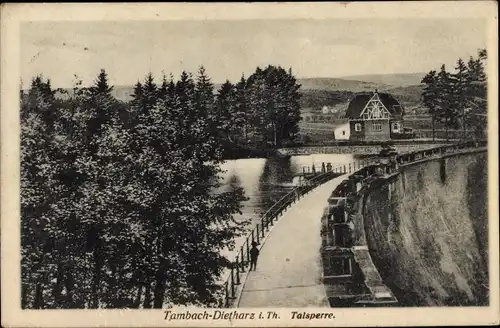 Ak Tambach Dietharz im Thüringer Wald, Talsperre, Blick von der Sperrmauer aus