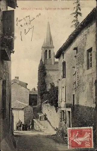 Ak Gençay Vienne, Eglise vue de derriere