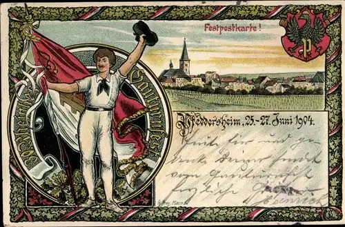 Litho Pfeddersheim Worms in Rheinland Pfalz, Festpostkarte, Gauturnfest 1904