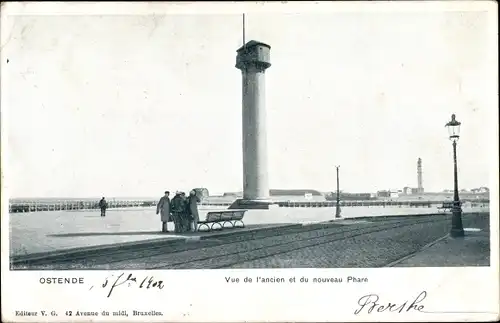 Ak Oostende Ostende Westflandern, Vue de l'ancien et du nouveau Phare