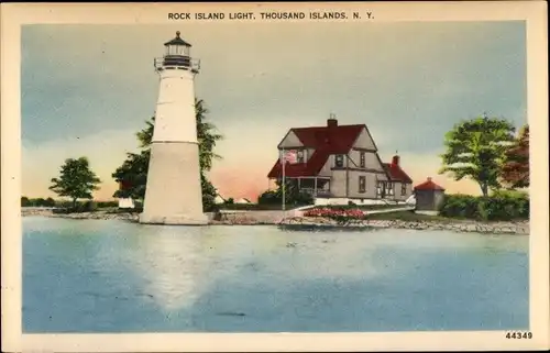 Ak Thousand Islands New York USA, Rock Island Light