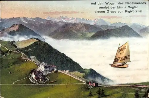Ak Arth Kanton Schwyz, Auf den Wogen des Nebelmeeres, Rigi Staffel
