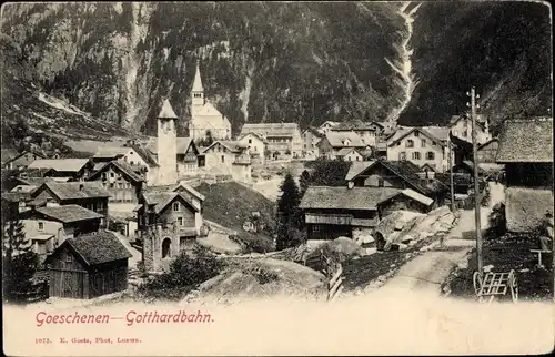 Ak Göschenen Kanton Uri, Gotthardbahn, Gesamtansicht