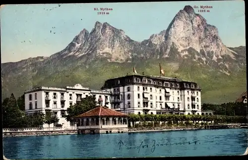 Ak Brunnen Kt Schwyz, Große und Kleine Mythen, Hotel