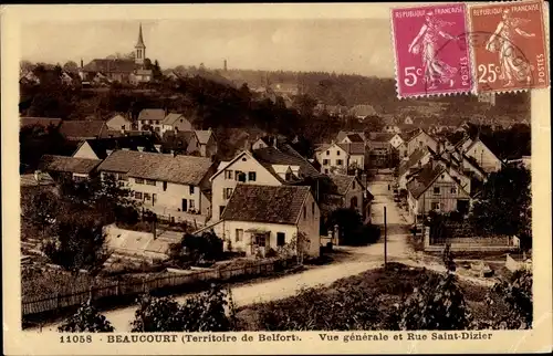 Ak Beaucourt Territoire de Belfort, Vue generale, Rue Saint Dizier