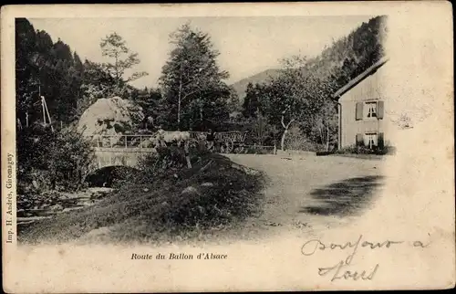 Ak Ballon d'Alsace Vosges, Une Route, Straßenpartie