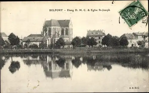 Ak Belfort Beffert Beffort Territoire de Belfort, Etang DMC, Eglise Saint Joseph