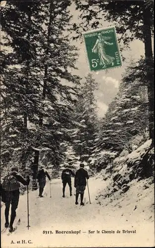 Ak Dolleren Dollern Elsass Haut Rhin, Baerenkopf, Bärenkopf, Sur le Chemin de Brinval, Ski