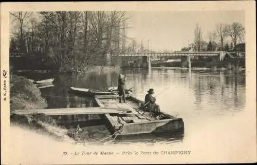 Ak Champigny Val de Marne, Le Tour de Marne, Pres le Pont