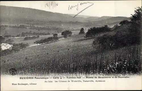 Ak Buxières Meuse, Vue Panoramique, Routes de Savonnieres et de Buxerulles